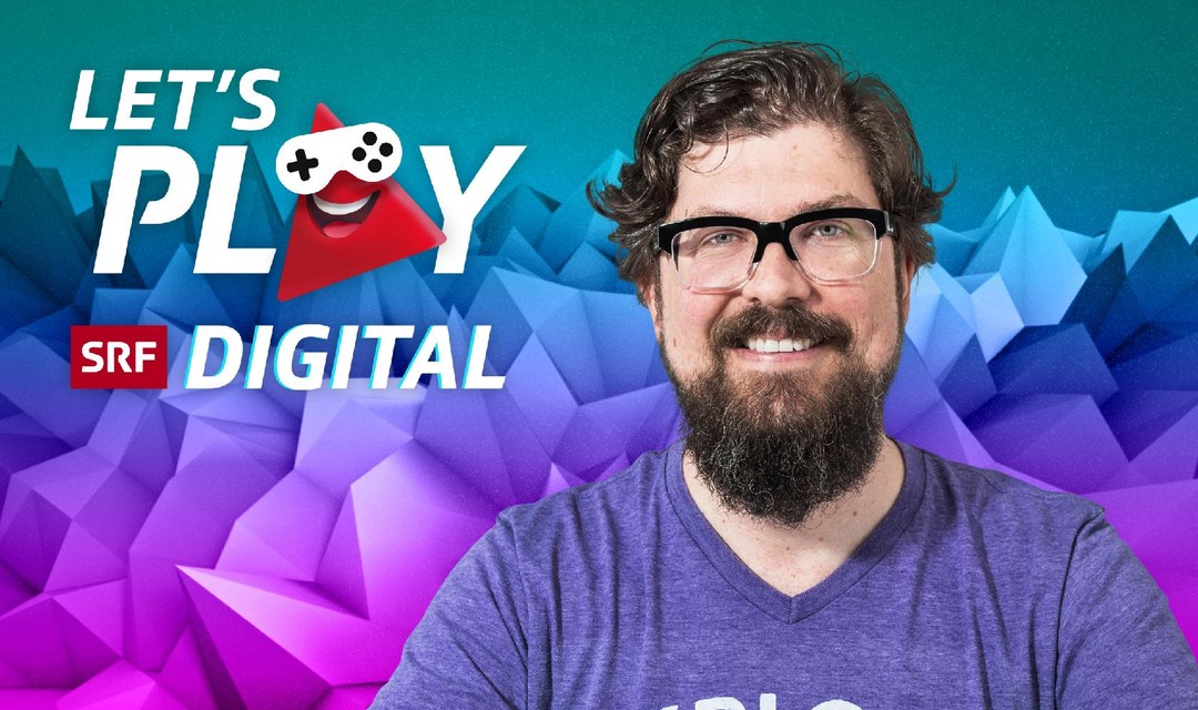 Keyvisual «Let's Play» von SRF Digital mit Host Guido Berger