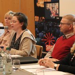 Der Vorstand der SRG Obwalden von hinten: Christa Schmitter,  Finanzchefin Anna Rohrer, Präsidentin Marina Della Torre, Vizepräsident Armin della Torre, Sabine Lieb und  angeschnitten im Bild die scheidende Ursi Krummenacher.