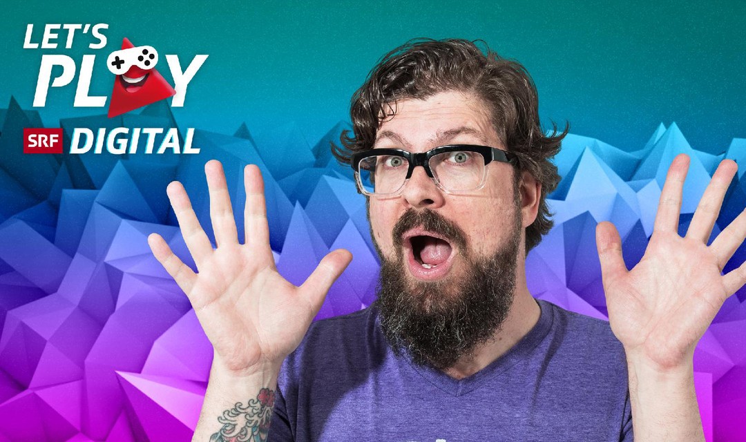 Keyvisual «Let's Play» von SRF Digital mit Host Guido Berger