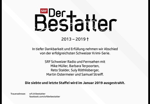 Bild von Drehstart zur siebten und letzten Staffel von «Der Bestatter»