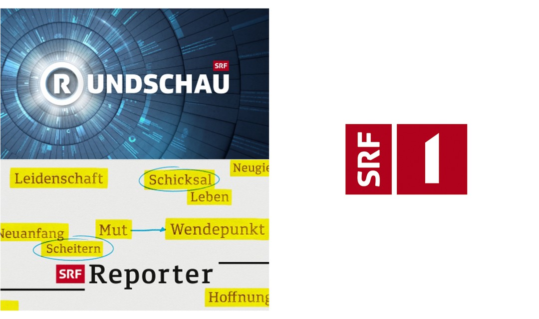 Keyvisuals von Rundschau und Reporter mit dem Logo von SRF 1