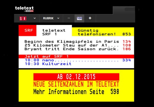 Bild von Ab dem 2. Dezember erscheint der Teletext in neuer Form