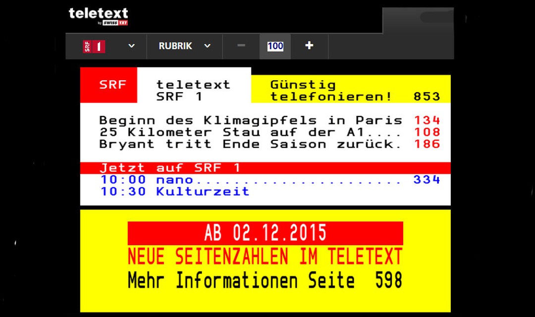 Bild von Ab dem 2. Dezember erscheint der Teletext in neuer Form