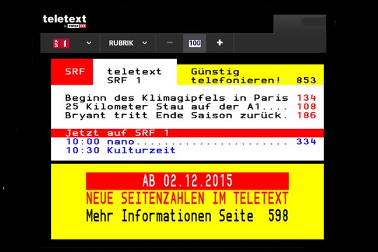 Bild von Ab dem 2. Dezember erscheint der Teletext in neuer Form