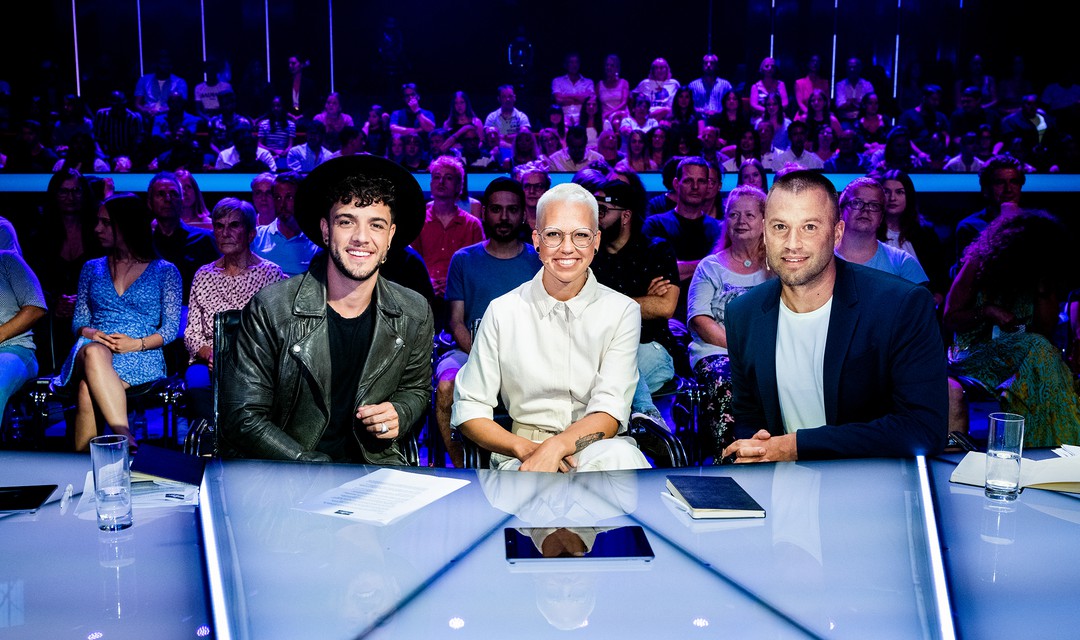 Die drei Talent-Scouts: Luca Hänni, Stefanie Heinzmann und Jonny Fischer