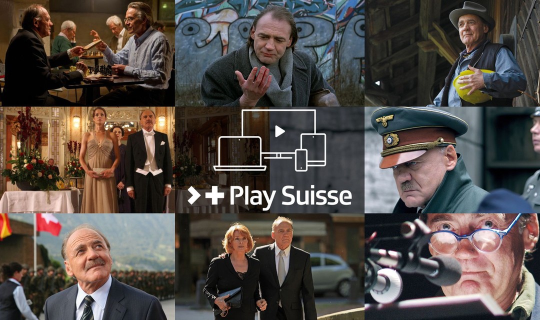 Filmplakate von Schweizer Schauspieler Bruno Ganz in verschiedenen Filmrollen
