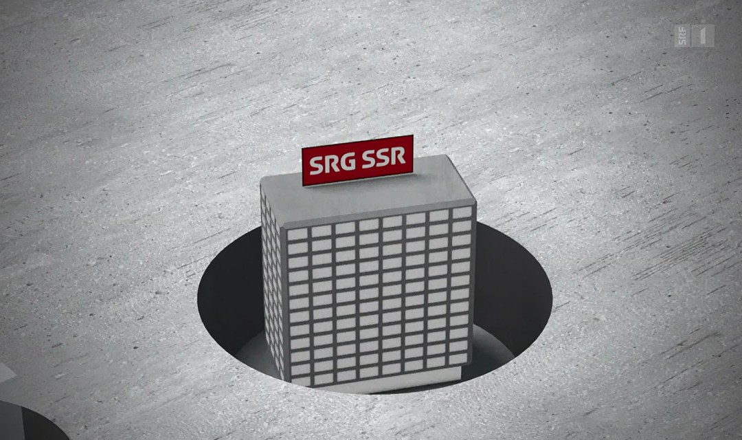 Bewegte Grafik: SRG-(Gebäude) verschwindet in einem Loch am Boden