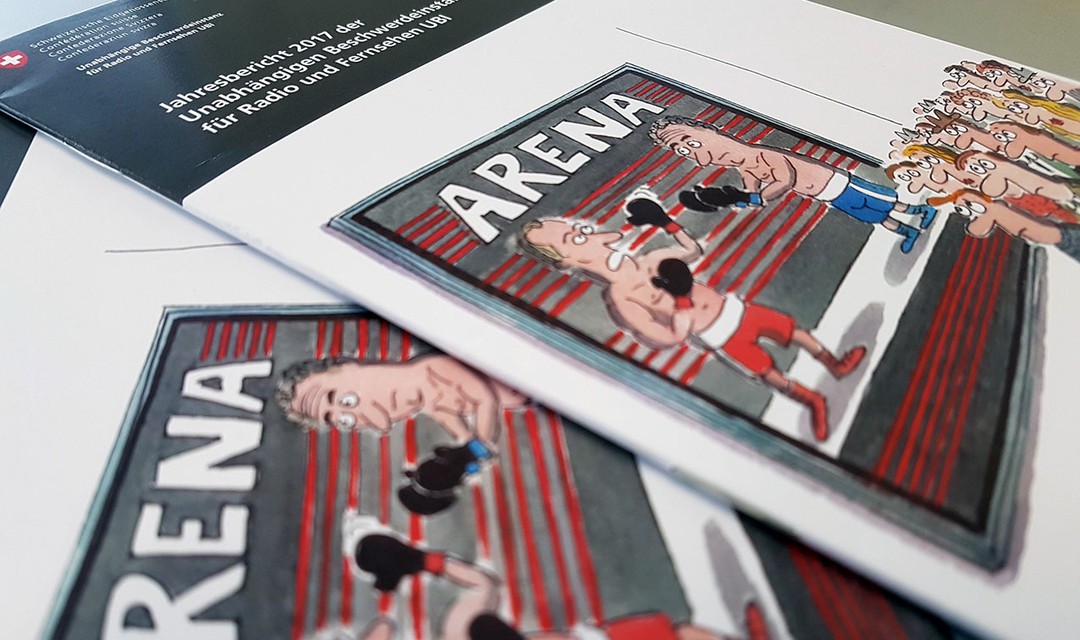 Jahresberichte der UBI mit Illustration zur Arena auf Titelbild