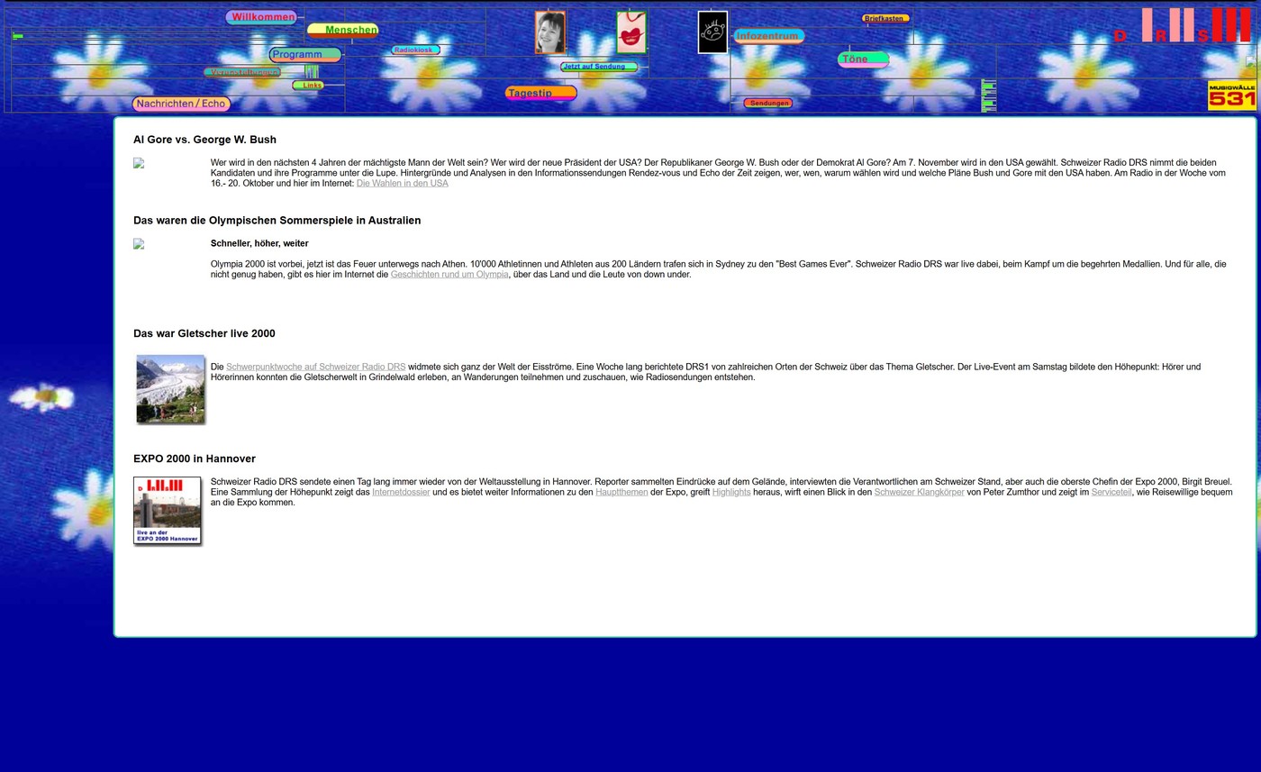 Website Radio DRS aus dem Jahr 2000