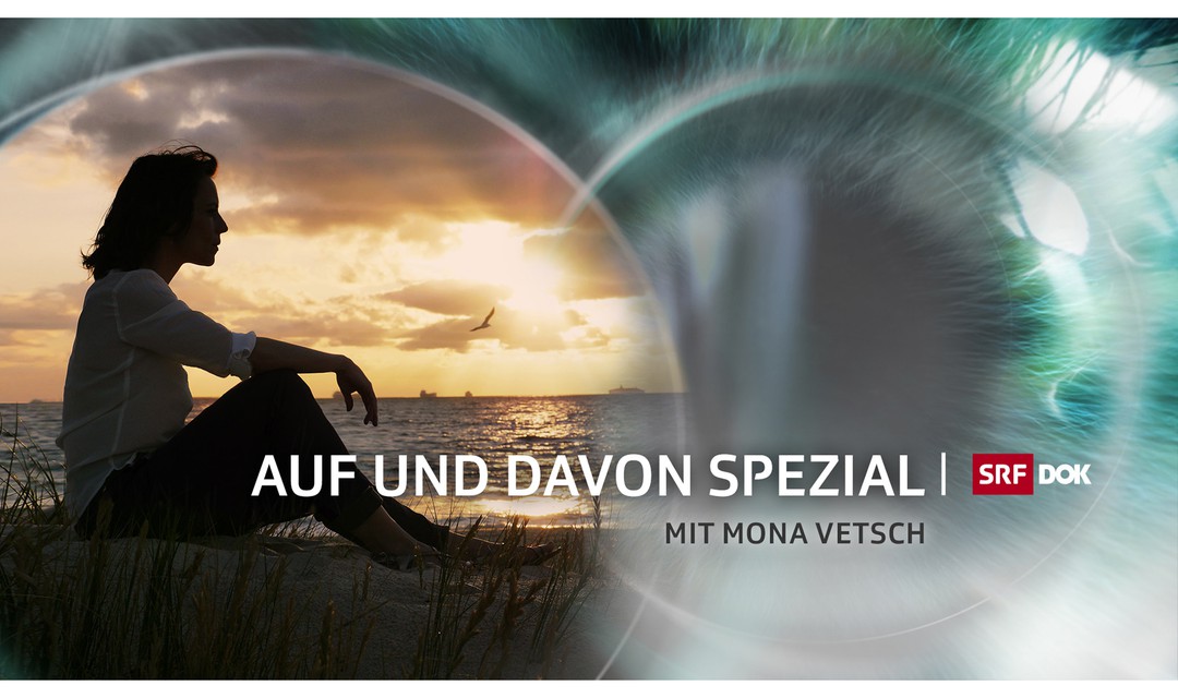 Keyvisual der «DOK»-Serie «Auf und Davon Spezial» mit Mona Vetsch