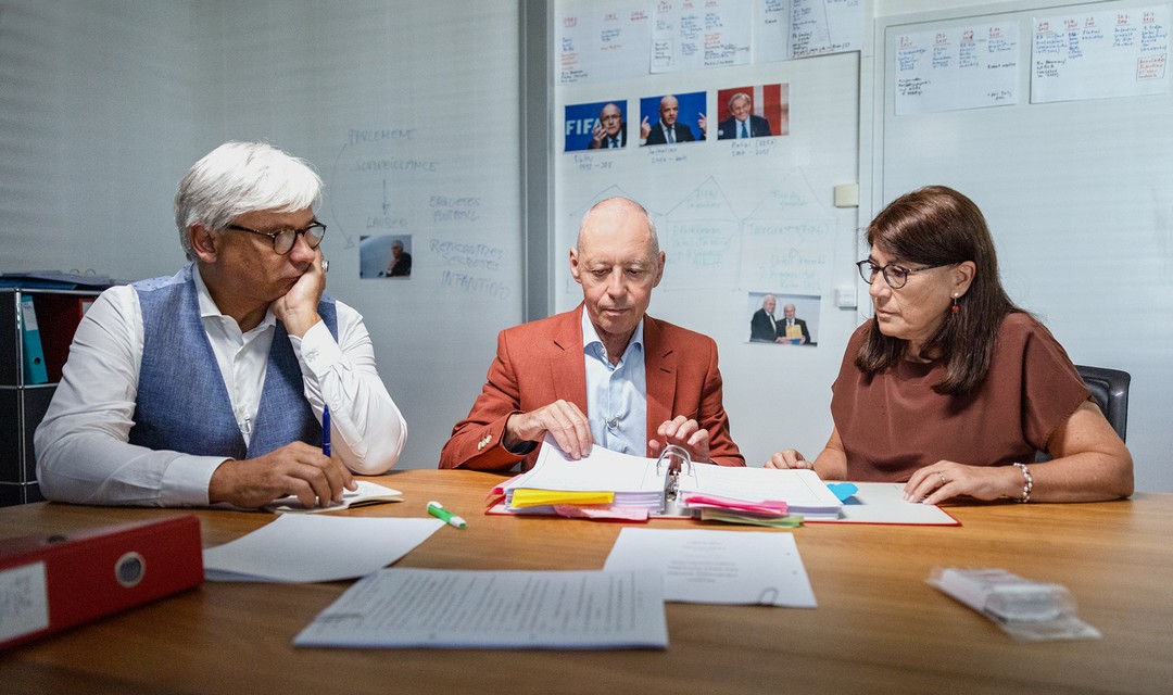 Das Rechercheteam: Ludovic Rocchi, Hansjürg Zumstein und Maria Roselli