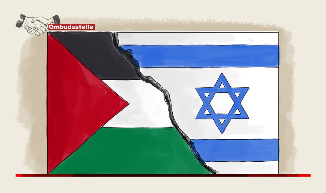 Illustration der Flaggen von Palästina und Israel