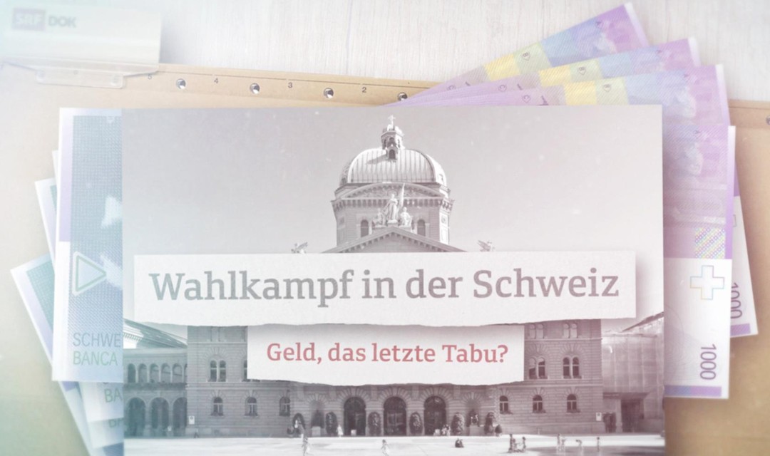 Ein Bild vom Bundeshaus liegt auf einem Stapel mit Tausendernoten