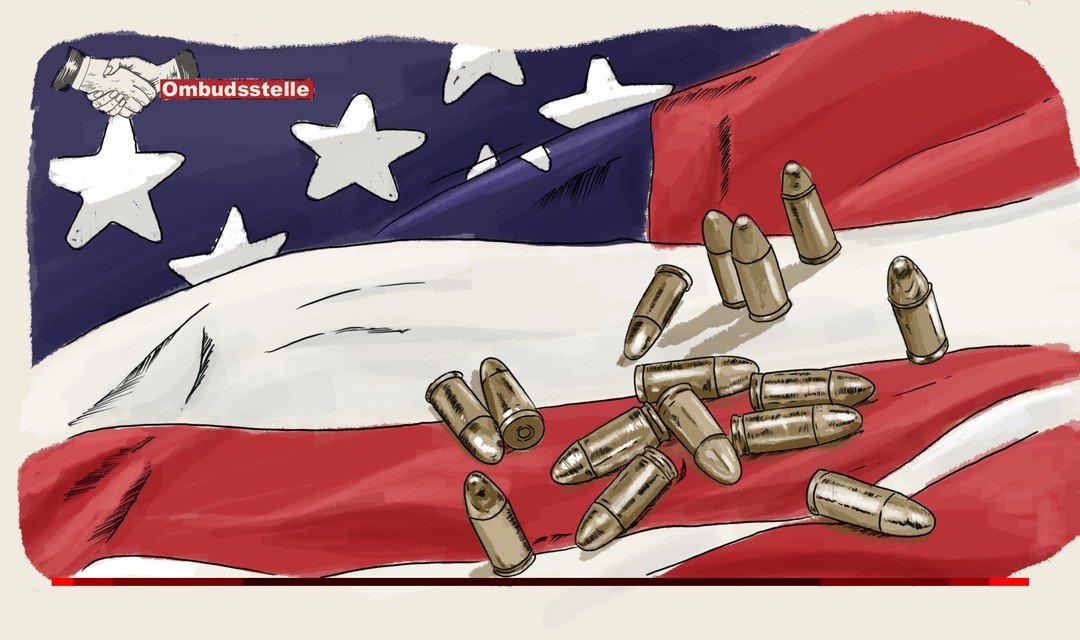 Illustration einer amerikanischen Flagge mit Patronenhülsen drauf