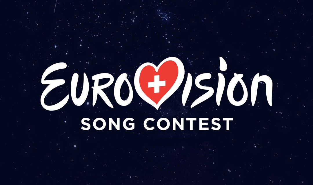 Sternenhimmel im Hintergrund mit den Worten "Eurovision Song Contest" davor