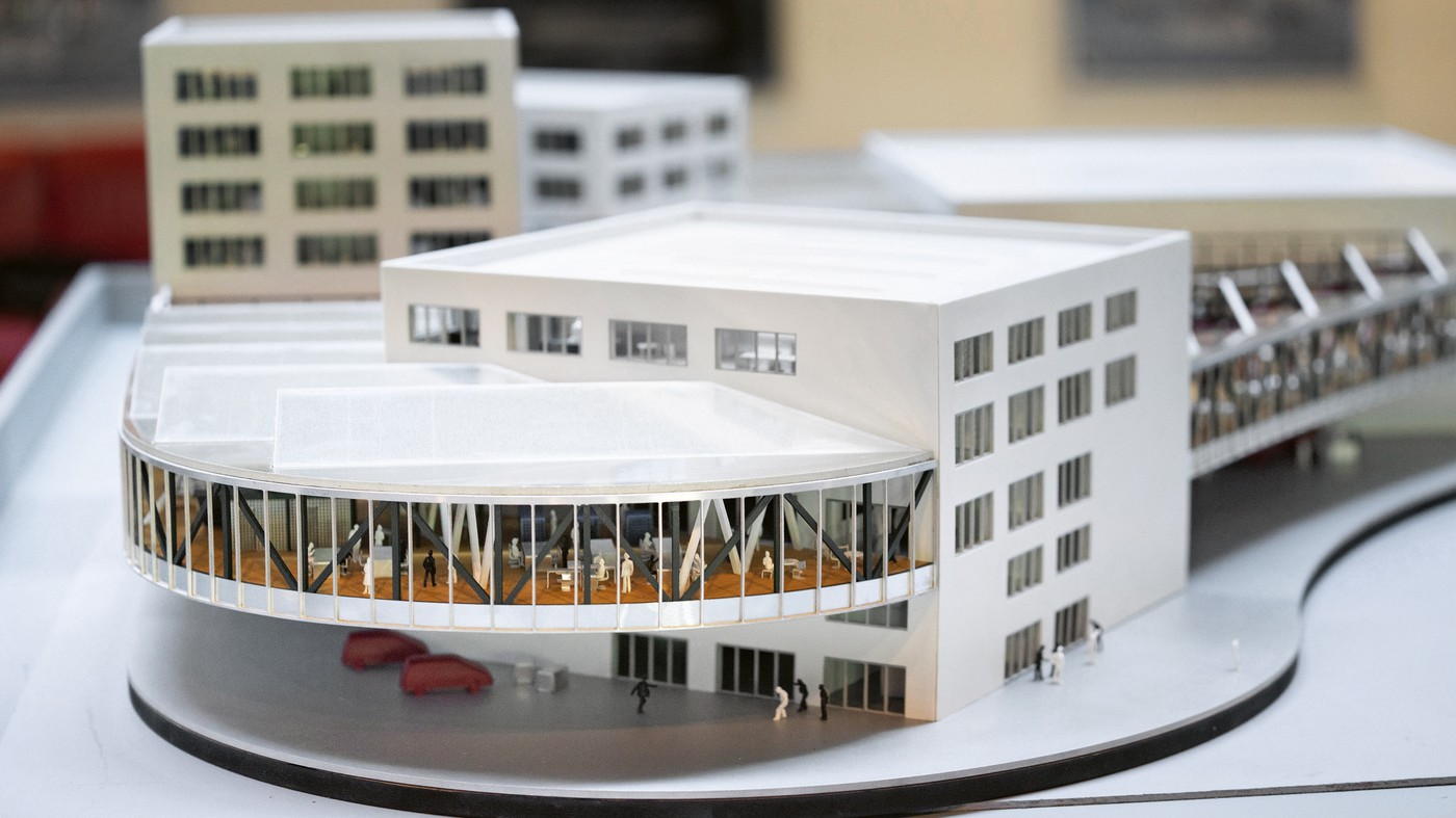 Ein Modell des neuen RTS-Gebäudes.