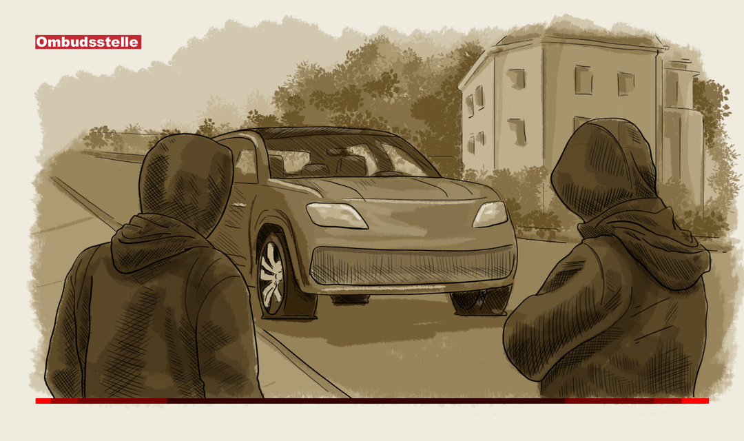 Illustration Kriminelle vor SUV