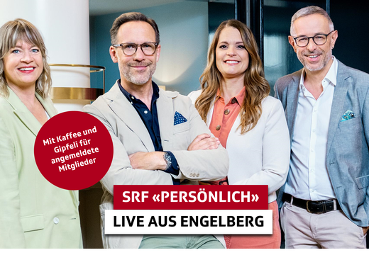 Bild von Kaffee und Gipfeli mit der SRG Obwalden an der SRF1 Radio-Talk-Sendung «Persönlich» im Kursaal in Engelberg
