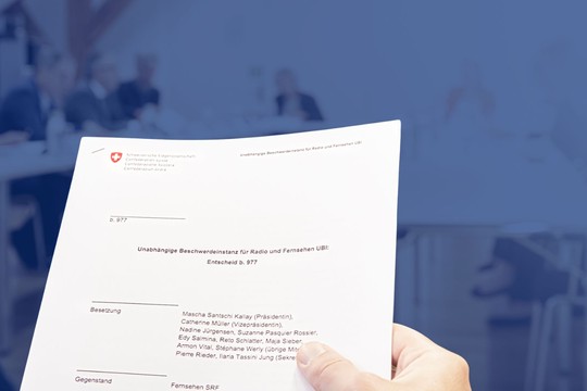 Bild von Beschwerden gegen SRF und RTS von UBI abgewiesen