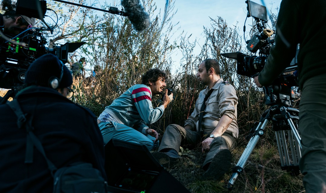 Die Schauspieler David Constantin und Dragan Vujic bei den Dreharbeiten.