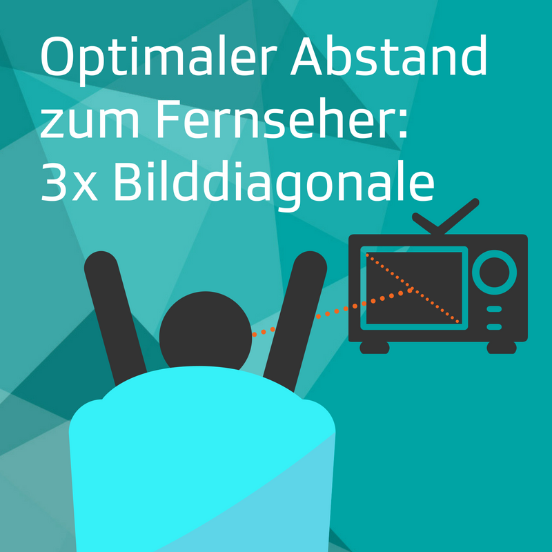 Visualisierung: Person sitzt vor Fernseher. Optimaler Abstand zum Fernseher.