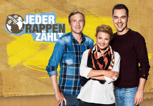 Bild von «Jeder Rappen zählt» 2016 mit Rosanna Grüter, Stefan Büsser und Fabio Nay