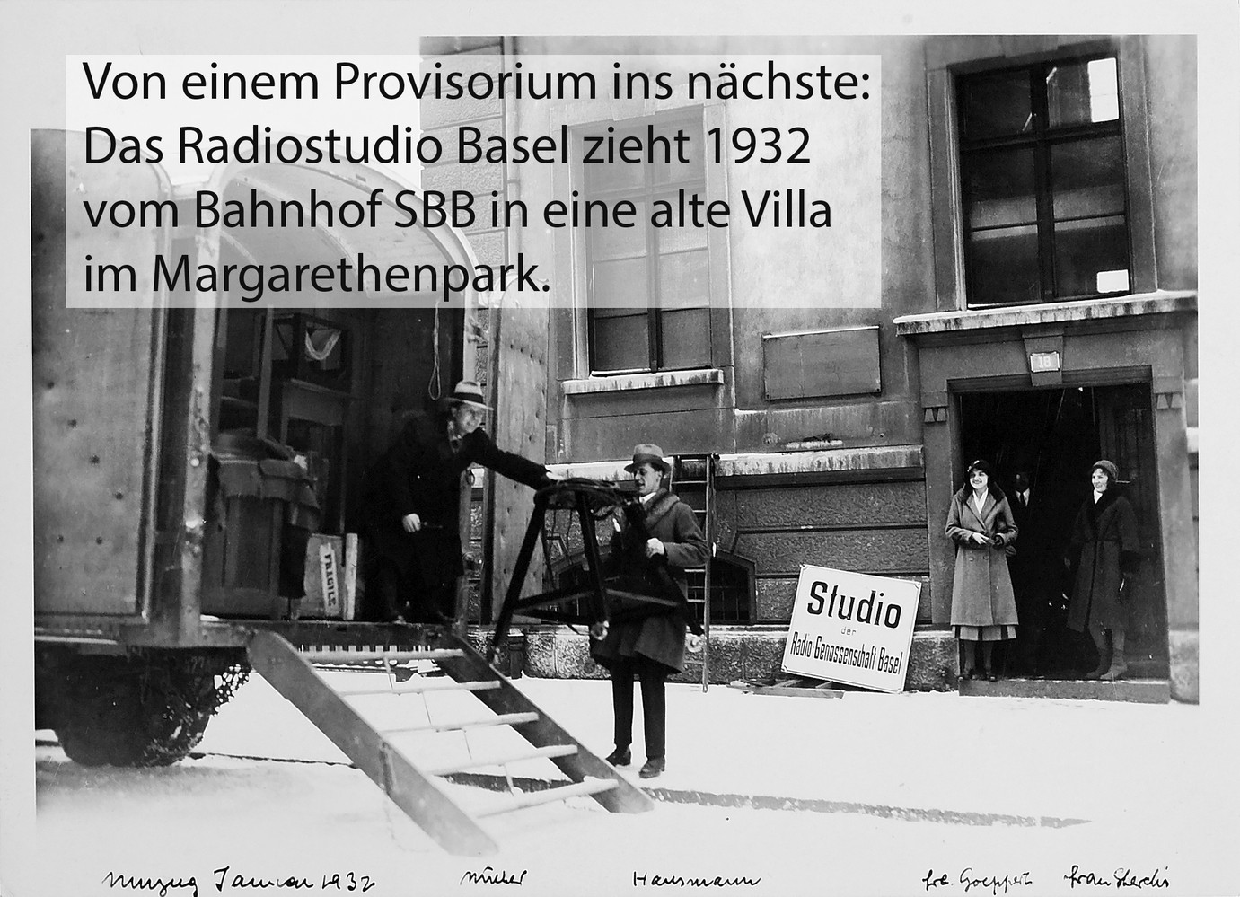 Von einem Provisorium ins nächste: Das ­Radiostudio Basel zieht 1932 vom Bahnhof SBB in eine alte Villa im Margarethenpark.