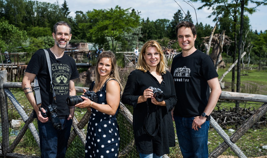 Arthur Honegger, Joana Hählen, Isabella Schmid und Coach André Boss im Zoo Zürich.