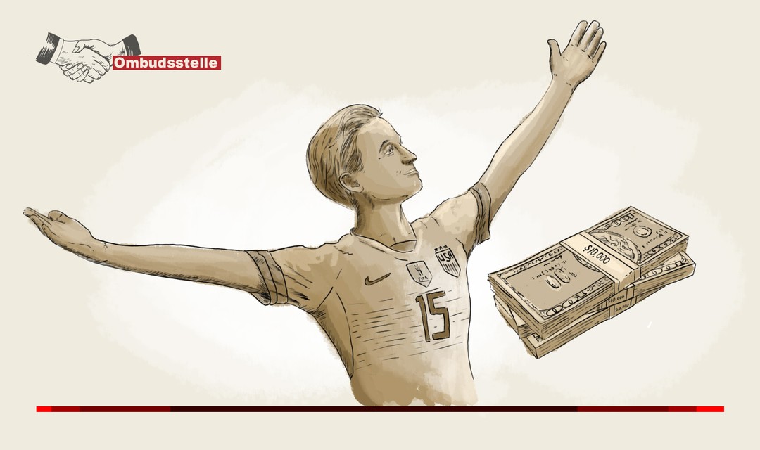 Illustration Megan Rapinoe mit einem Geldbündel