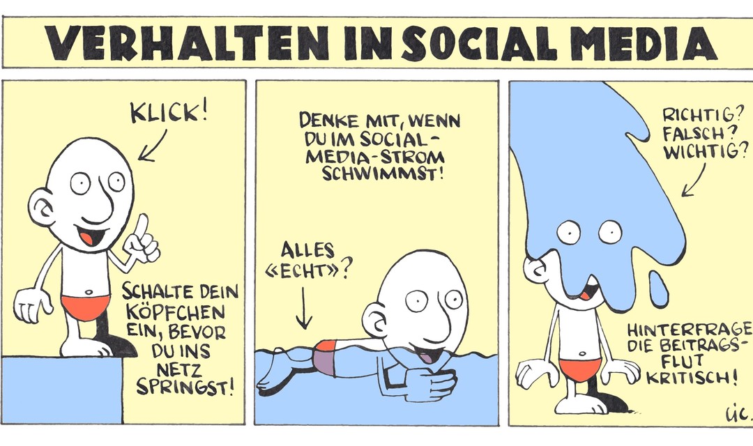 Illustration eines Jungen der Tipps für Social Media erhält