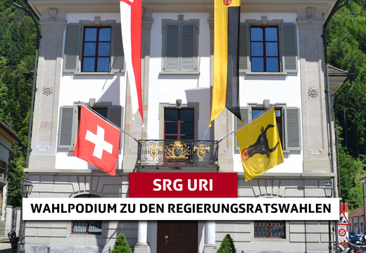 Bild von Wahlpodium der SRG Uri in Altdorf zu den Regierungsratswahlen 2024